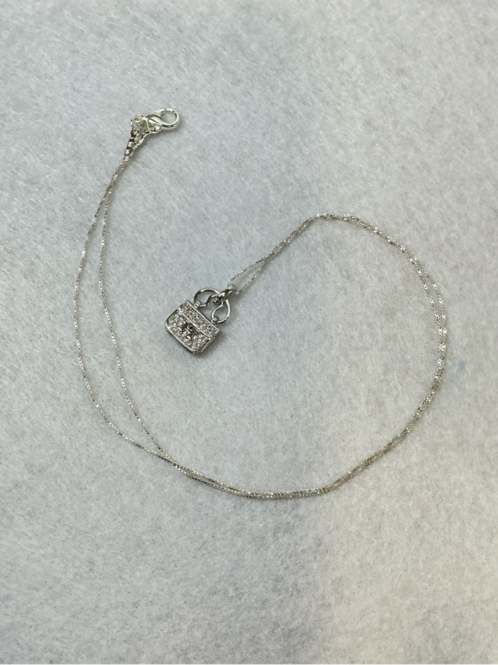 Silver Crystal H Purse Pendant Necklace - 925 Silver necklace Hermes